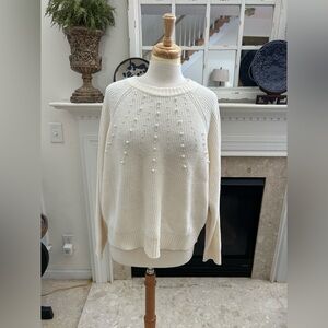 NWT French Connection Ivory Sweater with Pearl Details